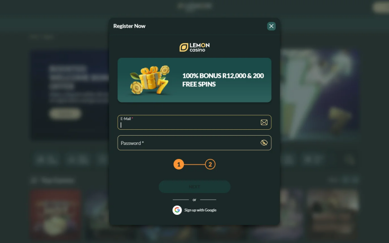 Lemon casino register – sign up form
